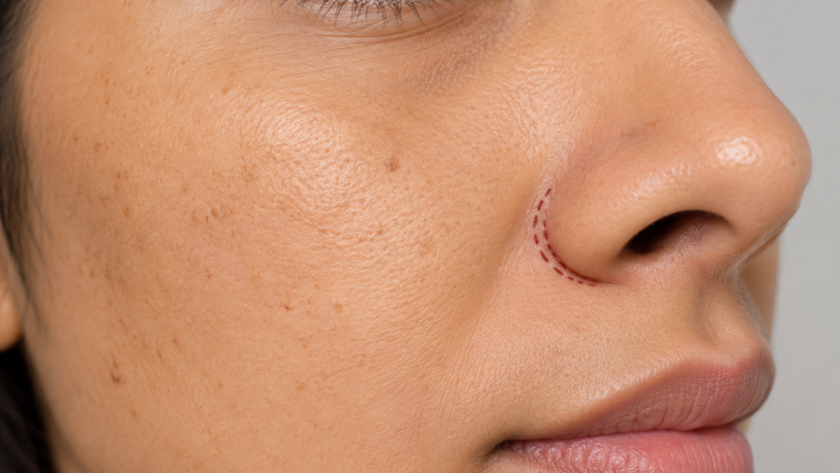 Clinical Close-Up with Curved Marking