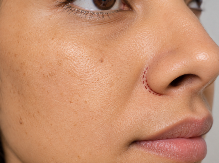 Clinical Close-Up with Curved Marking