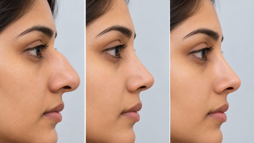 Three-Panel Rhinoplasty Profile Comparison